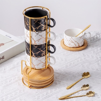 Loominguline keraamiline tassihoidik, raudraamiga virnastatud tass, Euroopa kruus, piiriülene kohvitass, kinkekomplekt