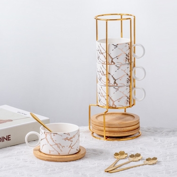 Loominguline keraamiline tassihoidik, raudraamiga virnastatud tass, Euroopa kruus, piiriülene kohvitass, kinkekomplekt