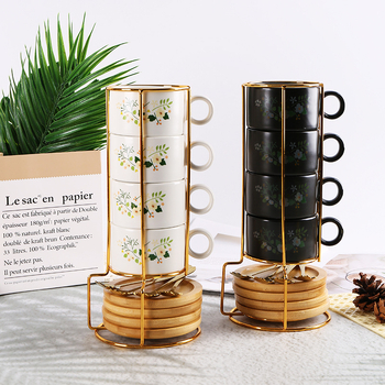 Loominguline keraamiline tassihoidik, raudraamiga virnastatud tass, Euroopa kruus, piiriülene kohvitass, kinkekomplekt