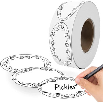 Διασυνοριακά σε απόθεμα, σε ρολό, οβάλ, αυτοκόλλητο, εγγράψιμο, ετικέτα βάζου αποθήκευσης, σε ζεστό απόθεμα