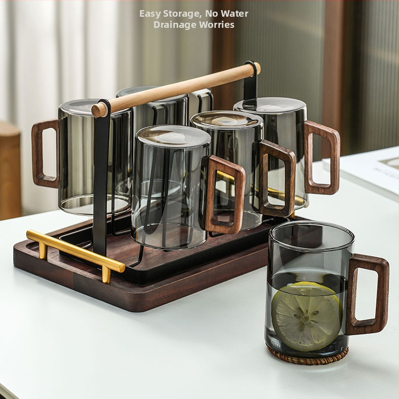 Kvaliteetne pähkliklaasist veekruuside komplekt majapidamisteekruusile, spetsiaalne rohelise tee joomiseks mõeldud kruusi teekomplekt