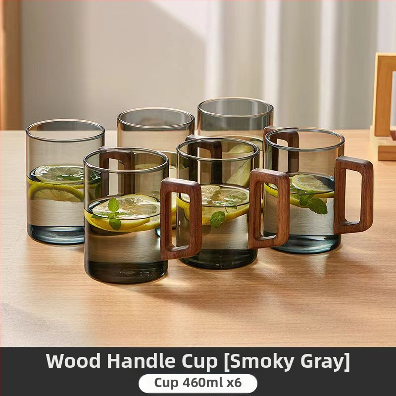 Aukštos kokybės riešutmedžio stiklo vandens puodelių rinkinys, skirtas buitiniam arbatos puodeliui, skirtam žaliosios arbatos gėrimo puodelių arbatos rinkiniui