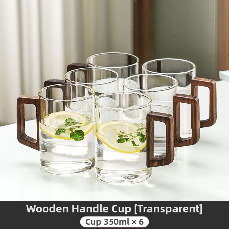 Aukštos kokybės riešutmedžio stiklo vandens puodelių rinkinys, skirtas buitiniam arbatos puodeliui, skirtam žaliosios arbatos gėrimo puodelių arbatos rinkiniui