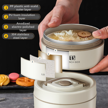 304 από ανοξείδωτο ατσάλι με μόνωση για μεσημεριανό γεύμα, γραφείο, μεσημεριανό γεύμα για υπαλλήλους σούπας, μπολ ρυζιού, φοιτητές, ειδικό μεσημεριανό γεύμα για θέρμανση μικροκυμάτων