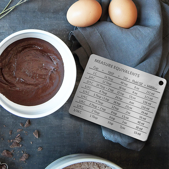 304 roostevabast terasest külmkapi kleebis magnetilise skaalaga, mõõtekork, mõõtelusikas, lisatarvikud, tavaline ühikute teisendamise võrdlustabel