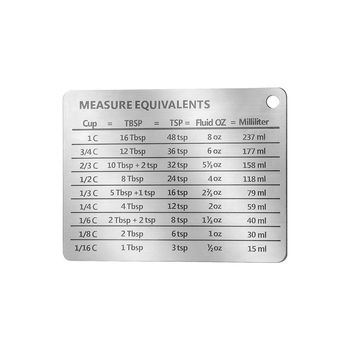 304 roostevabast terasest külmkapi kleebis magnetilise skaalaga, mõõtekork, mõõtelusikas, lisatarvikud, tavaline ühikute teisendamise võrdlustabel