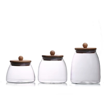 Tehase tarne Kõrgboorsilikaatklaasist suletud purk kuumakindlast klaasist bambusest kaanega teepurk kolmnurkne purk säilituspurk säilituspudel