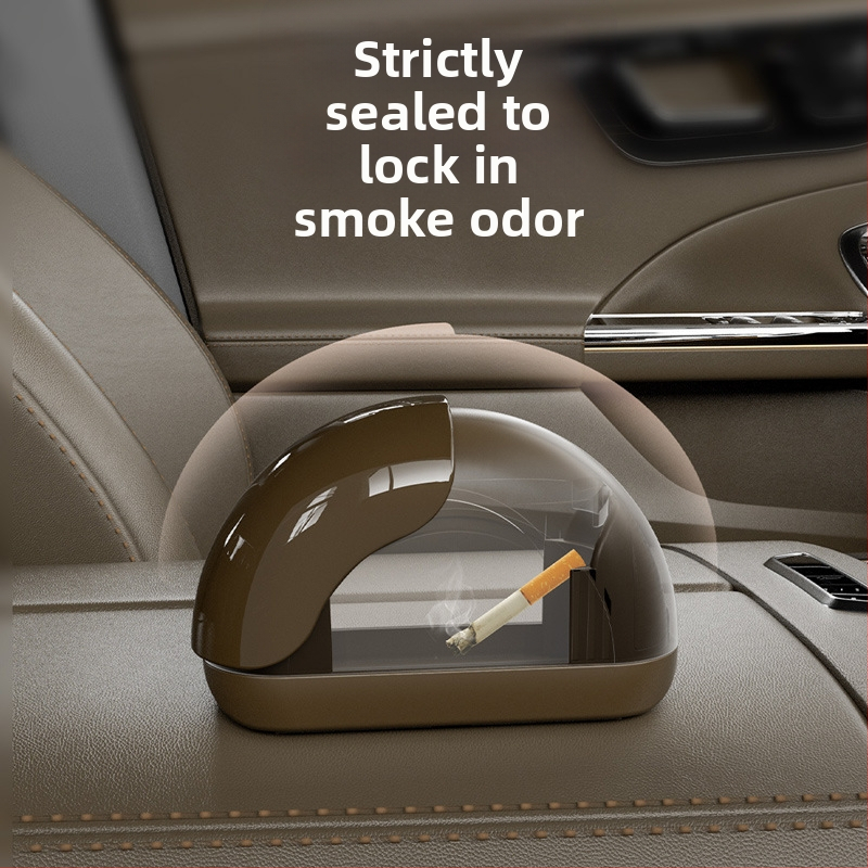 Нов пепелник за кола Метална облицовка за пепелник за кола с едно щракване Капачка с мека светлина Пепелник за кола