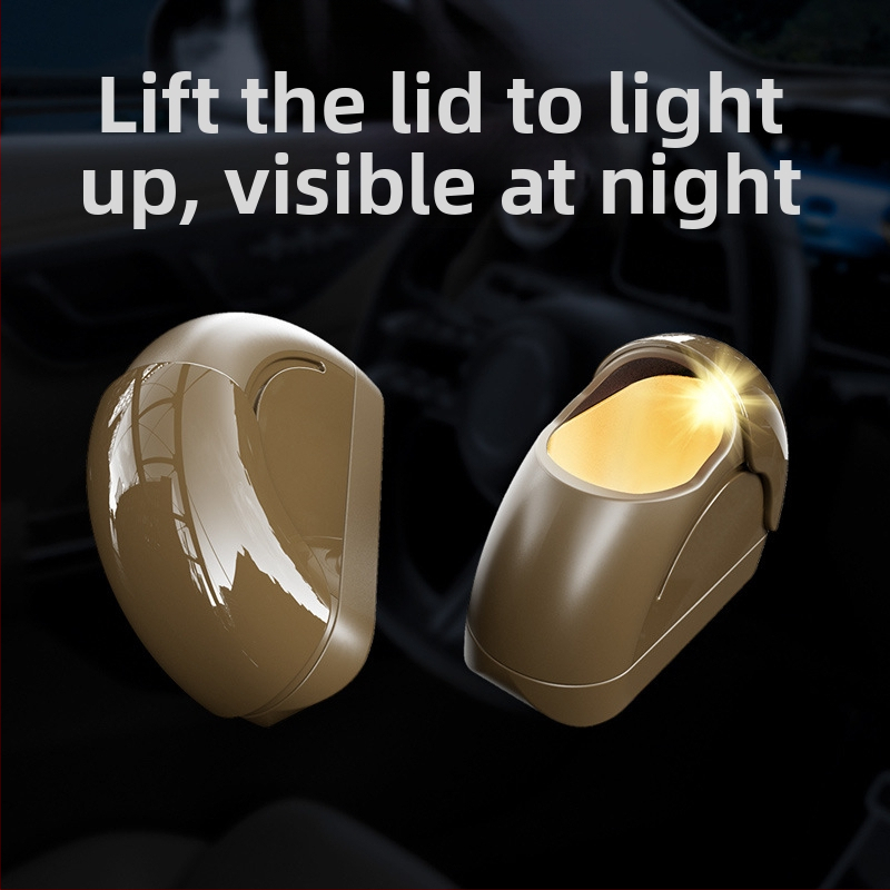 Нов пепелник за кола Метална облицовка за пепелник за кола с едно щракване Капачка с мека светлина Пепелник за кола