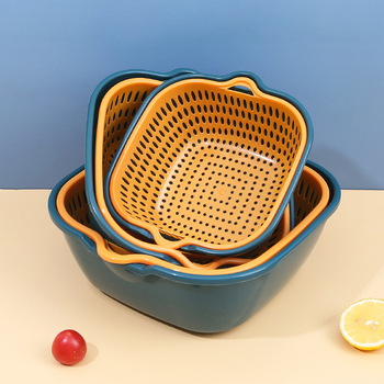 Πυκνό καλάθι αποστράγγισης Σετ έξι τεμαχίων Πλαστικός νιπτήρας λαχανικών διπλής στρώσης Πολυλειτουργικό καλάθι αποστράγγισης κουζίνας Καλάθι φρούτων οικιακής χρήσης