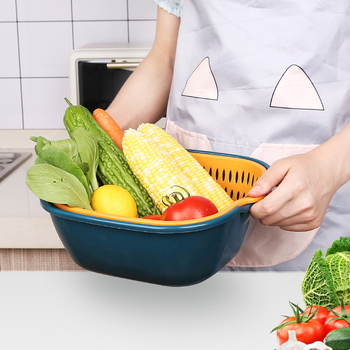 Πυκνό καλάθι αποστράγγισης Σετ έξι τεμαχίων Πλαστικός νιπτήρας λαχανικών διπλής στρώσης Πολυλειτουργικό καλάθι αποστράγγισης κουζίνας Καλάθι φρούτων οικιακής χρήσης