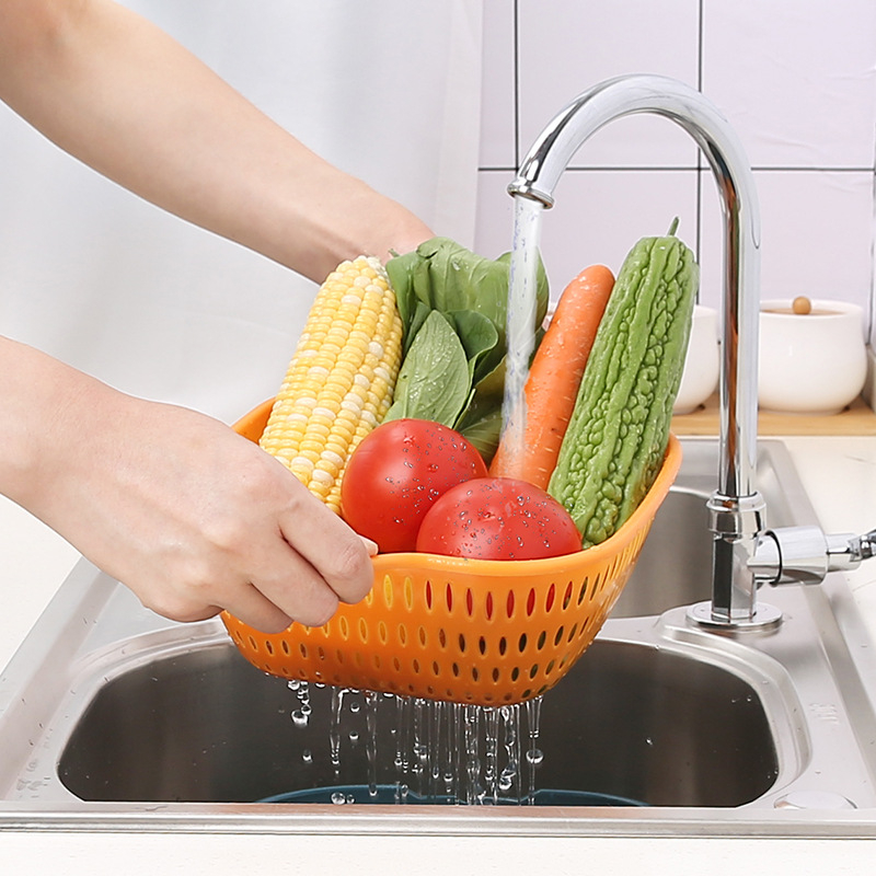 Комплект от шест части с удебелена кошница за отцеждане, двуслойна пластмасова леген за зеленчуци, многофункционална кухненска кошница за отцеждане, домакинска кошница с плодове