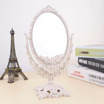 Határokon átnyúló nagykereskedelmi retro tükör asztali otthoni asztali diákkollégiumi öltözőtükör forgó európai gravírozott kozmetikai tükör