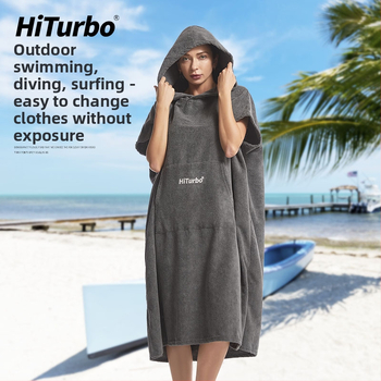 „Hiturbo“ greitai džiūstantis persirengimo apsiaustas, paplūdimio chalatas, nardymas, banglenčių sportas, šiltas apsiaustas, sugeriantis vandenį, greitai džiūstantis, atsparus vėjui ir saulei.