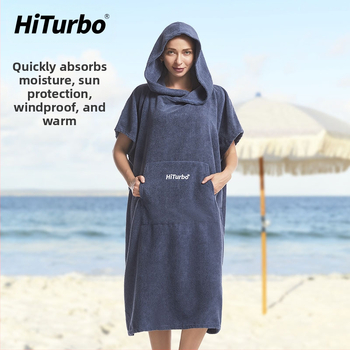 „Hiturbo“ greitai džiūstantis persirengimo apsiaustas, paplūdimio chalatas, nardymas, banglenčių sportas, šiltas apsiaustas, sugeriantis vandenį, greitai džiūstantis, atsparus vėjui ir saulei.