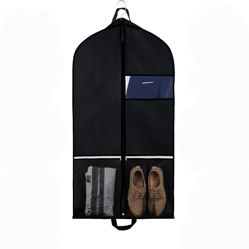 Drabužių dulkių uždangalas, pakabinamas drabužių maišelis, juodas maišelis, dulkėms atsparus drabužių uždangalas, pilnas užtrauktukas drabužių laikymui