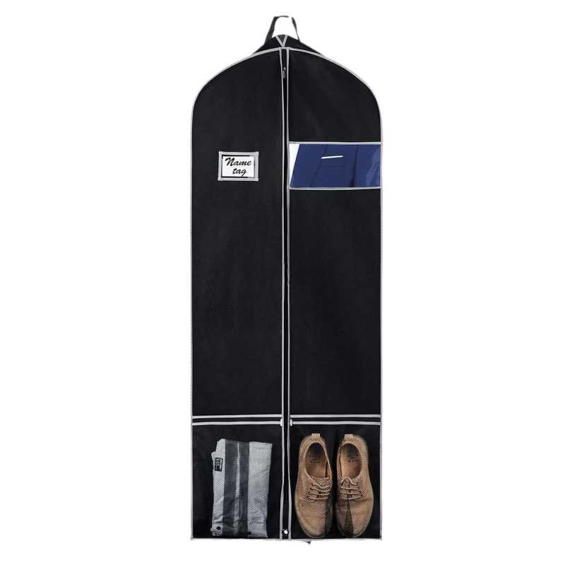 Drabužių dulkių uždangalas, pakabinamas drabužių maišelis, juodas maišelis, dulkėms atsparus drabužių uždangalas, pilnas užtrauktukas drabužių laikymui