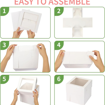 Cutie albă din carton pentru tort cu capac cu fereastră pentru ambalarea brutării și patiseriei, Cakebox Transfrontalier Vânzare fierbinte