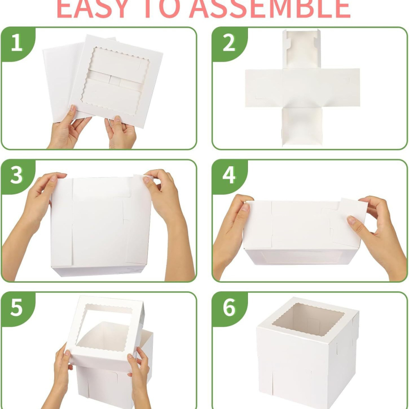 Cutie albă din carton pentru tort cu capac cu fereastră pentru ambalarea brutării și patiseriei, Cakebox Transfrontalier Vânzare fierbinte