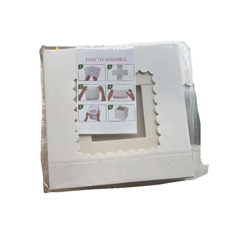 Cutie albă din carton pentru tort cu capac cu fereastră pentru ambalarea brutării și patiseriei, Cakebox Transfrontalier Vânzare fierbinte