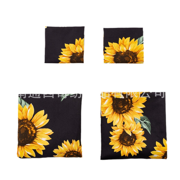 Užsienio prekyba tarpvalstybiniu pavasario ir vasaros pastoracinio stiliaus nauja saulėgrąžų šlifavimo cheminio pluošto paklodė keturių dalių gamyklinis tiesioginis pardavimas