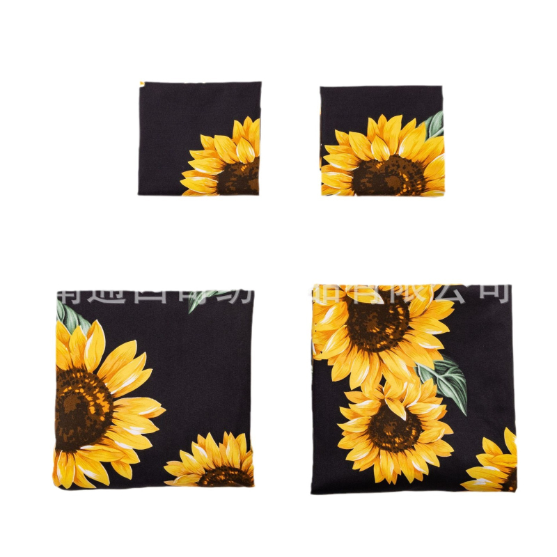 Užsienio prekyba tarpvalstybiniu pavasario ir vasaros pastoracinio stiliaus nauja saulėgrąžų šlifavimo cheminio pluošto paklodė keturių dalių gamyklinis tiesioginis pardavimas