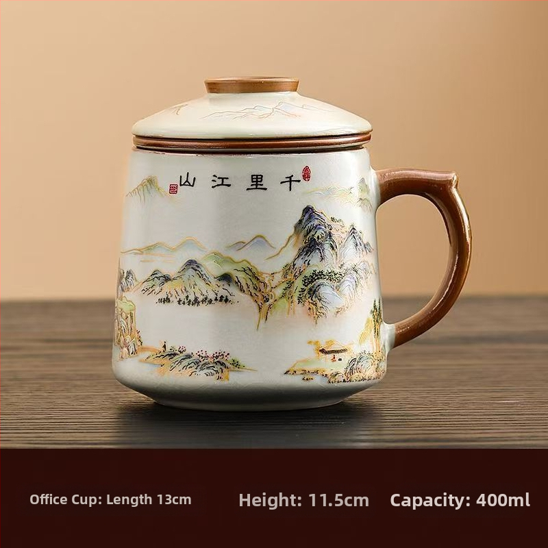 Ru krosnies arbatos puodelis susitikimams asmeninis biuro puodelis arbatos atskyrimo puodelis aukštos kokybės keraminis filtras kvapnus arbatos puodelis dovanų dėžutė