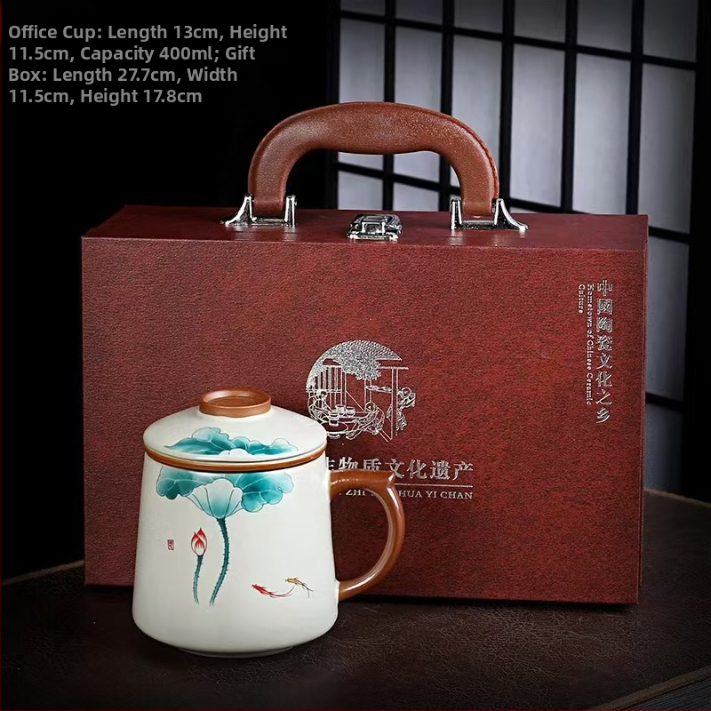 Ru krosnies arbatos puodelis susitikimams asmeninis biuro puodelis arbatos atskyrimo puodelis aukštos kokybės keraminis filtras kvapnus arbatos puodelis dovanų dėžutė