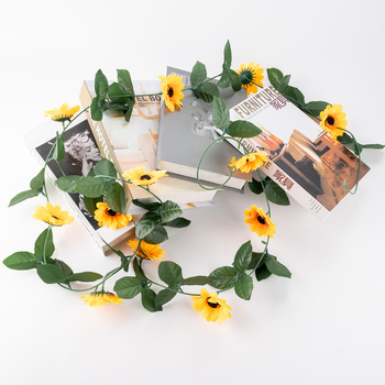 Floarea-soarelui din ratan, floarea-soarelui, viță de vie, flori artificiale, uz casnic, țevi de înfășurare, decorare, viță de vie, flori false