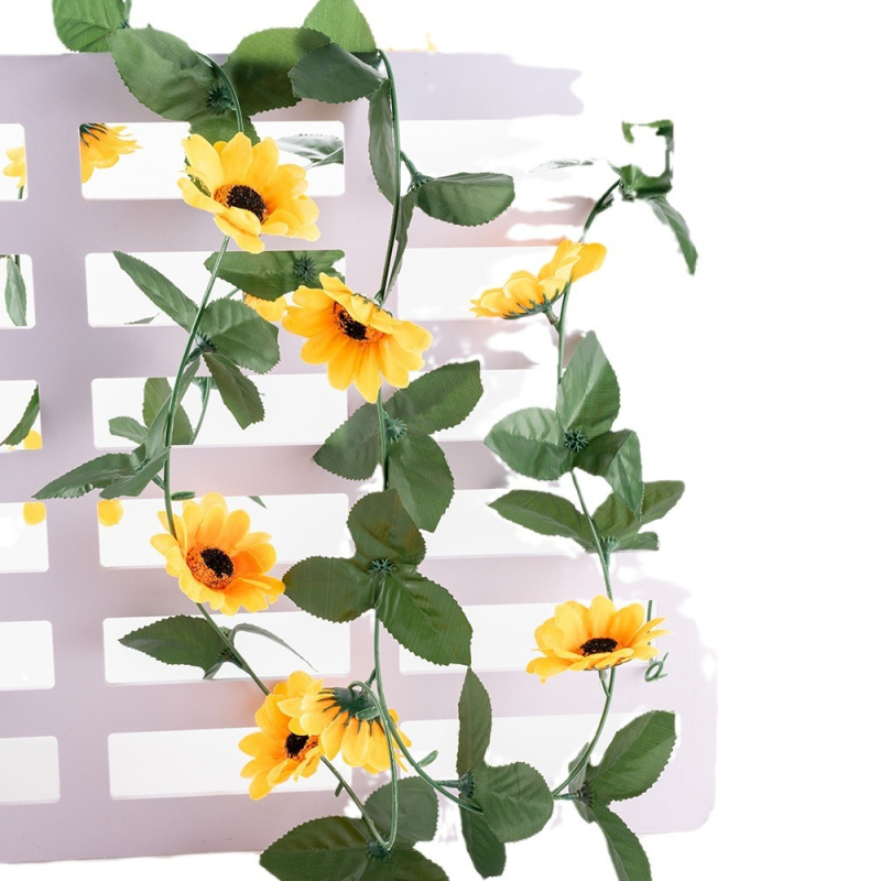 Floarea-soarelui din ratan, floarea-soarelui, viță de vie, flori artificiale, uz casnic, țevi de înfășurare, decorare, viță de vie, flori false