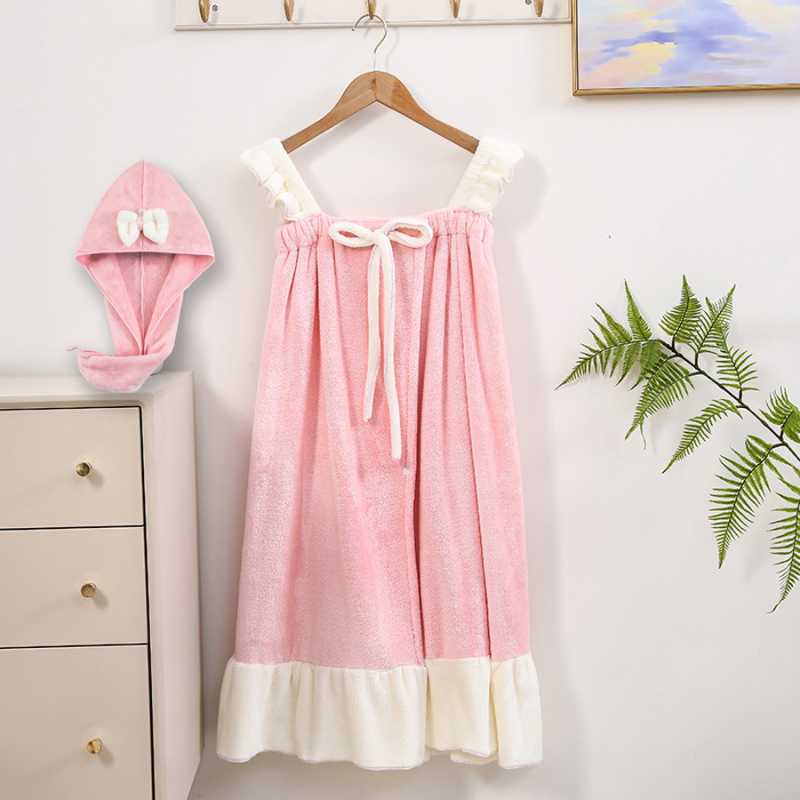 Kepuraitė su sijonu, vilnos kaspinas, vonios sijonas, rankšluostis, vonios kepuraitė, minkšta, kvėpuojanti, maloni odai, koralų vilna, mielas įtvaras