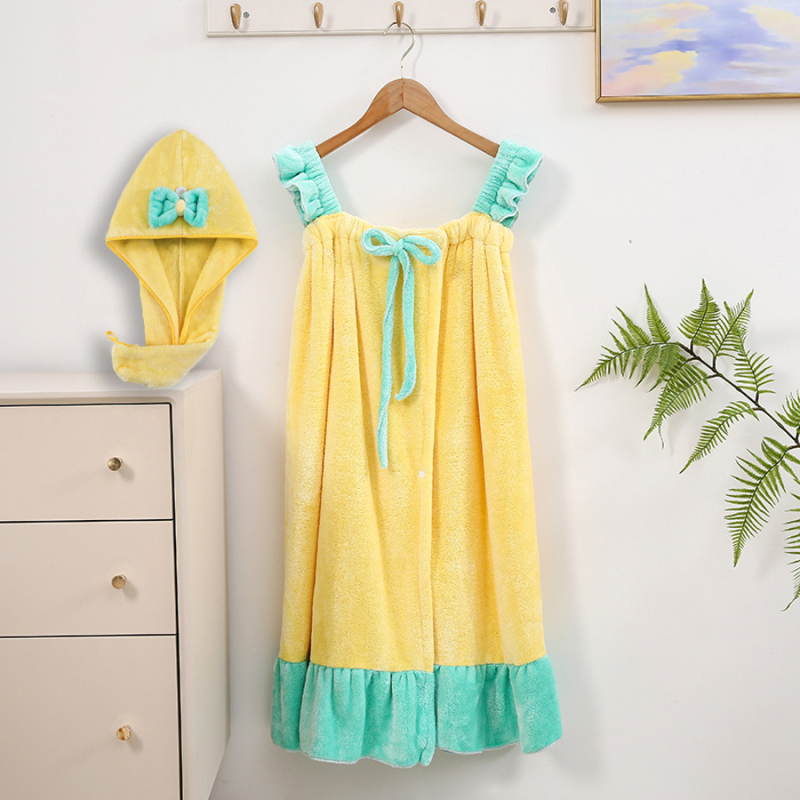 Kepuraitė su sijonu, vilnos kaspinas, vonios sijonas, rankšluostis, vonios kepuraitė, minkšta, kvėpuojanti, maloni odai, koralų vilna, mielas įtvaras