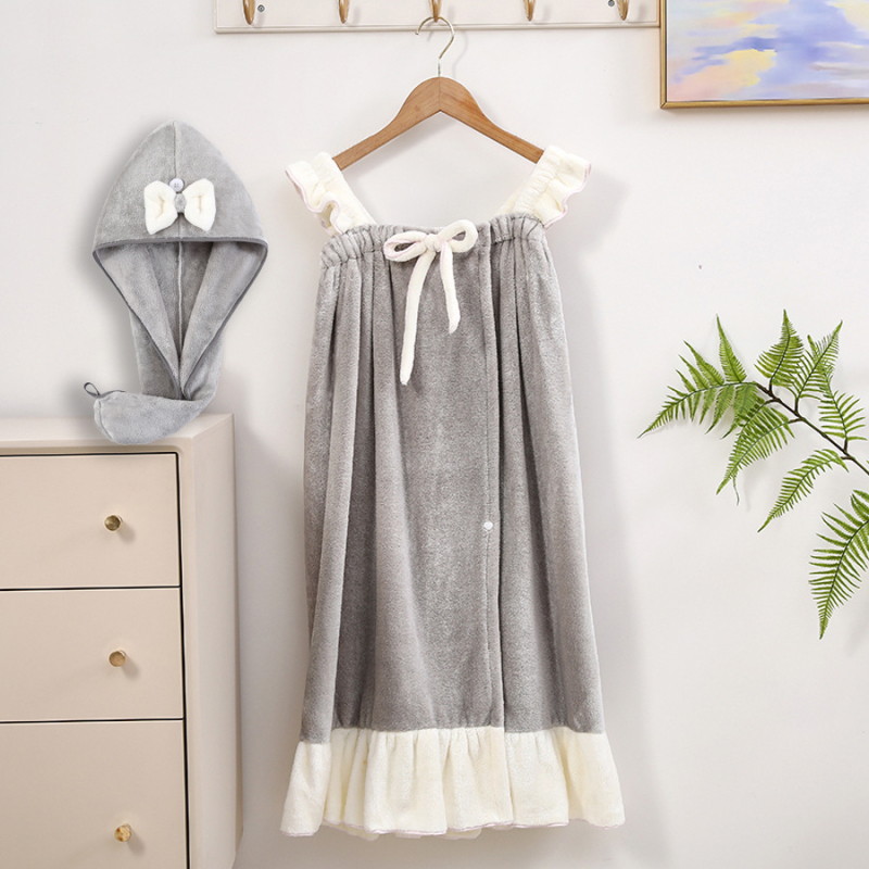 Kepuraitė su sijonu, vilnos kaspinas, vonios sijonas, rankšluostis, vonios kepuraitė, minkšta, kvėpuojanti, maloni odai, koralų vilna, mielas įtvaras