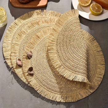 Puokštinis popierinis austas stalo kilimėlis, apvalus nėrinių kilimėlis, neslystantis, šilumą izoliuojantis, apsaugantis nuo nudegimų, vientisos spalvos stalo kilimėlis, viešbučio dekoravimas