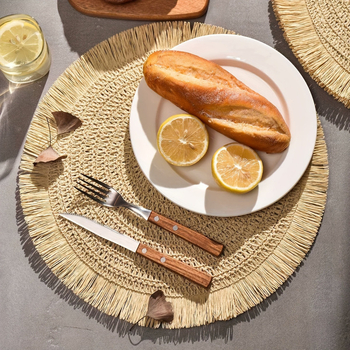 Puokštinis popierinis austas stalo kilimėlis, apvalus nėrinių kilimėlis, neslystantis, šilumą izoliuojantis, apsaugantis nuo nudegimų, vientisos spalvos stalo kilimėlis, viešbučio dekoravimas