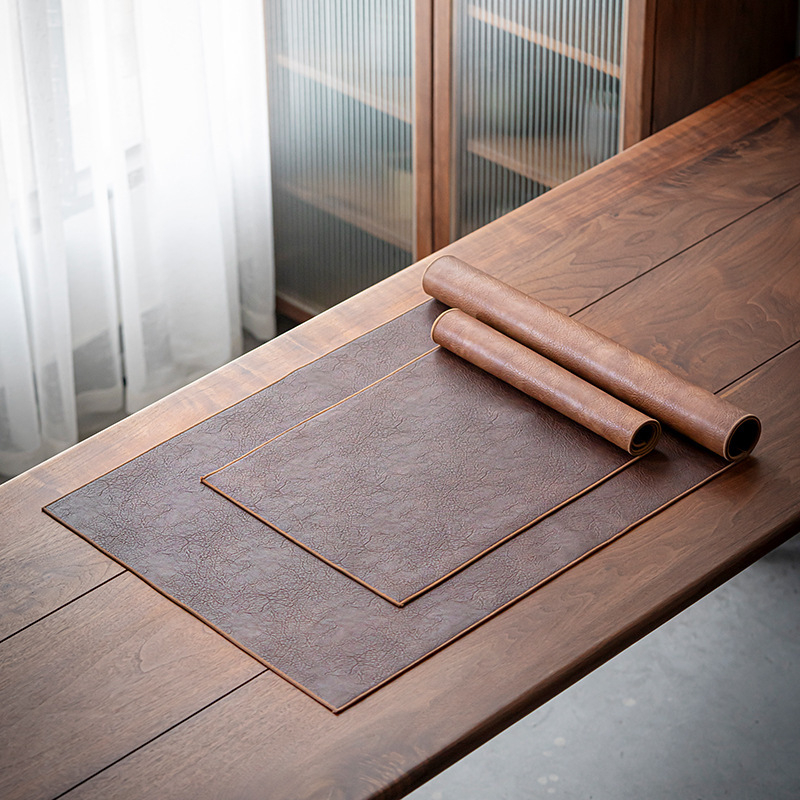 Модерна водоустойчива кожена подложка за чай Chinoiserie Zen Simple кожена водоустойчива покривка за чай Домашен флаг за маса Суха подложка за чай