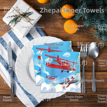 [Готови за наличност] Салфетки за детски рожден ден с ретро старомоден самолет от Трансграничен стил