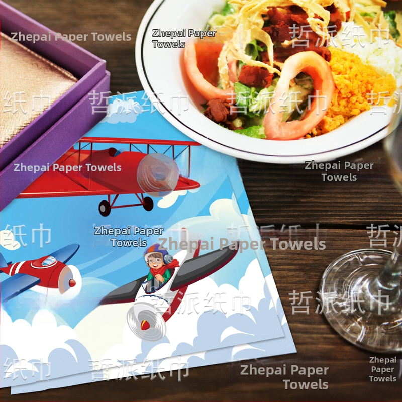 [Готови за наличност] Салфетки за детски рожден ден с ретро старомоден самолет от Трансграничен стил