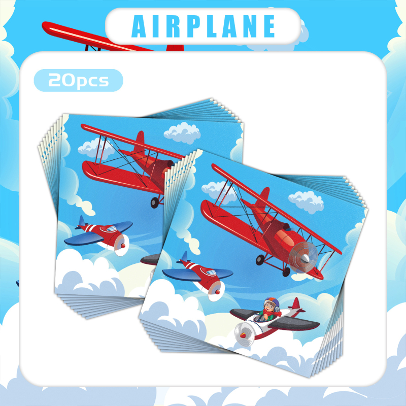 [Готови за наличност] Салфетки за детски рожден ден с ретро старомоден самолет от Трансграничен стил