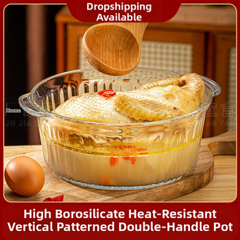 Kõrge borosilikaadist kõrge temperatuurikindel klaasist kauss kaanega, kiirnuudlikauss mikrolaineahjus kasutamiseks, kahe kõrvaga kauss, aurutatud munakauss ümmargune