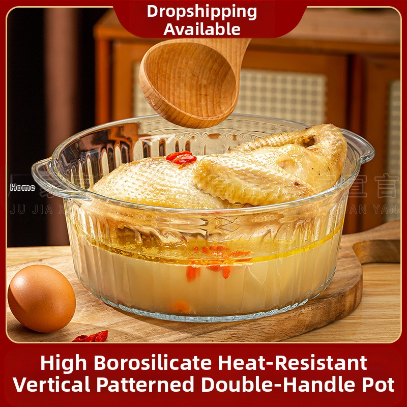 Kõrge borosilikaadist kõrge temperatuurikindel klaasist kauss kaanega, kiirnuudlikauss mikrolaineahjus kasutamiseks, kahe kõrvaga kauss, aurutatud munakauss ümmargune