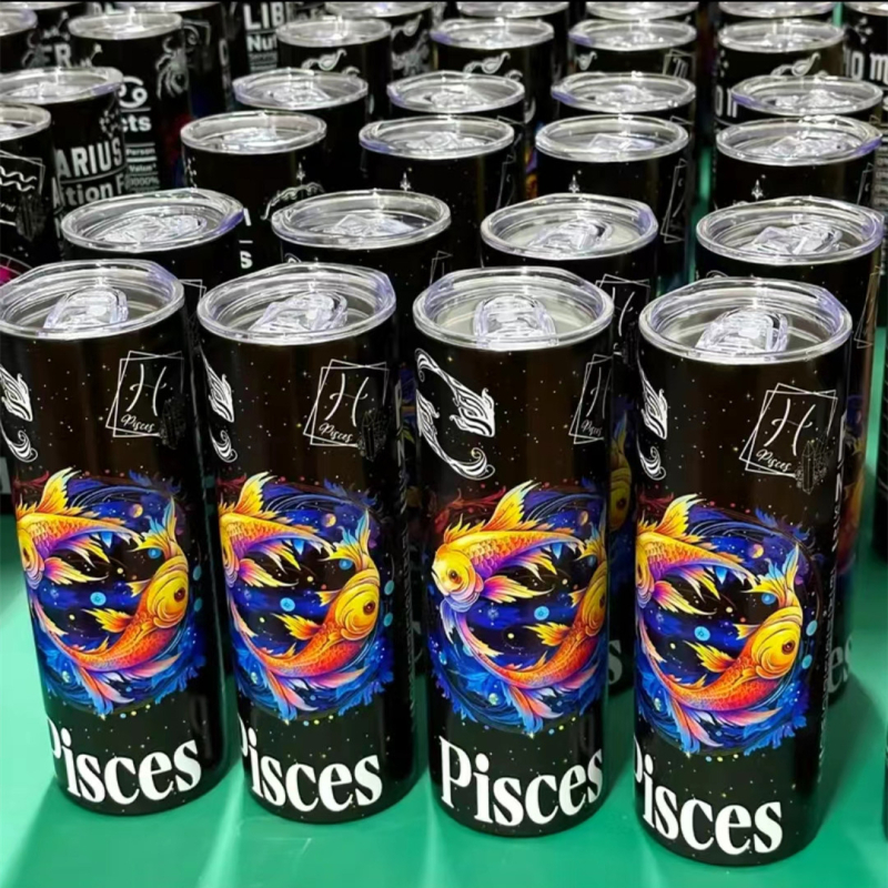 Θερμός από ανοξείδωτο ατσάλι 304, ίσιο κύπελλο 20oz, διπλής στρώσης, 12 Constellation, διασυνοριακό εξωτερικό εμπόριο, Amazon temu Cup