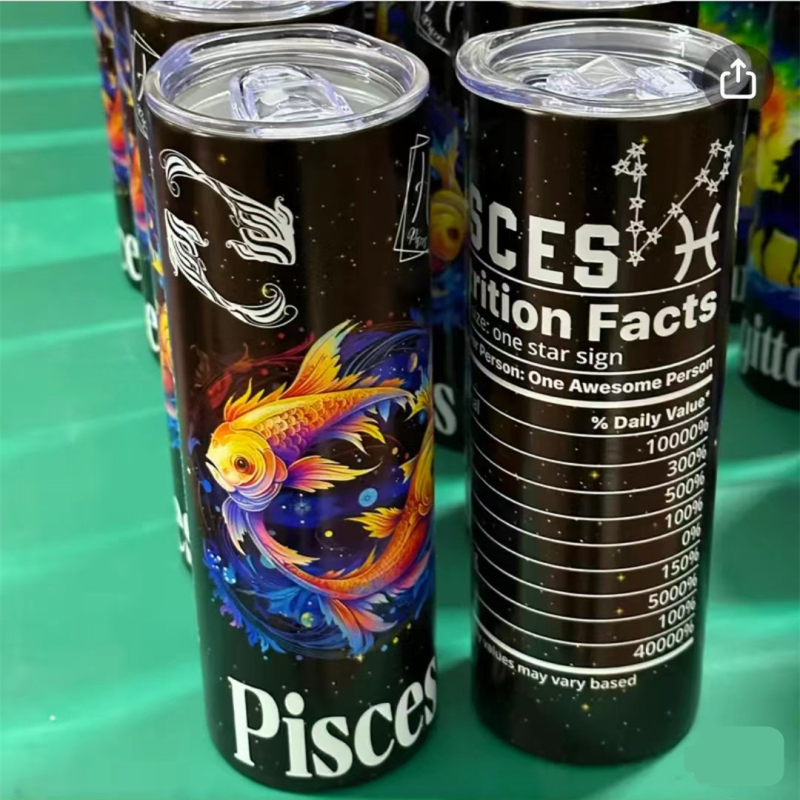 Θερμός από ανοξείδωτο ατσάλι 304, ίσιο κύπελλο 20oz, διπλής στρώσης, 12 Constellation, διασυνοριακό εξωτερικό εμπόριο, Amazon temu Cup