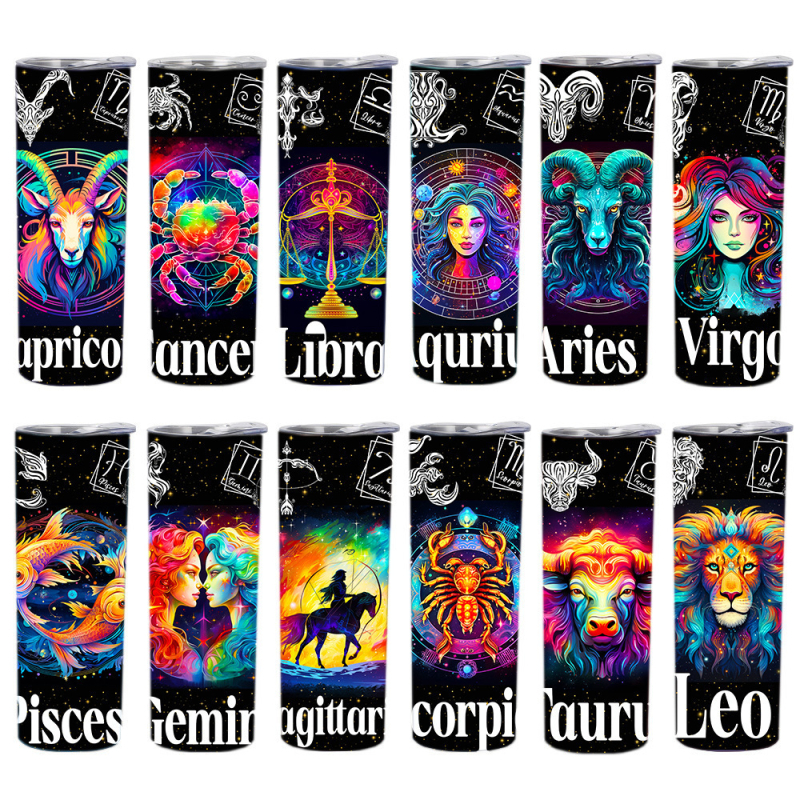 Θερμός από ανοξείδωτο ατσάλι 304, ίσιο κύπελλο 20oz, διπλής στρώσης, 12 Constellation, διασυνοριακό εξωτερικό εμπόριο, Amazon temu Cup