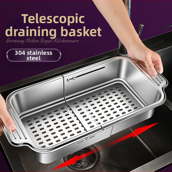 304 nerūdijančio plieno virtuvės ištraukiama indų plovimo didelė išleidimo lentynėlė daugiafunkcinė stačiakampė kriauklės filtro lentynėlė