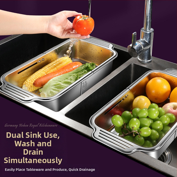 304 nerūdijančio plieno virtuvės ištraukiama indų plovimo didelė išleidimo lentynėlė daugiafunkcinė stačiakampė kriauklės filtro lentynėlė