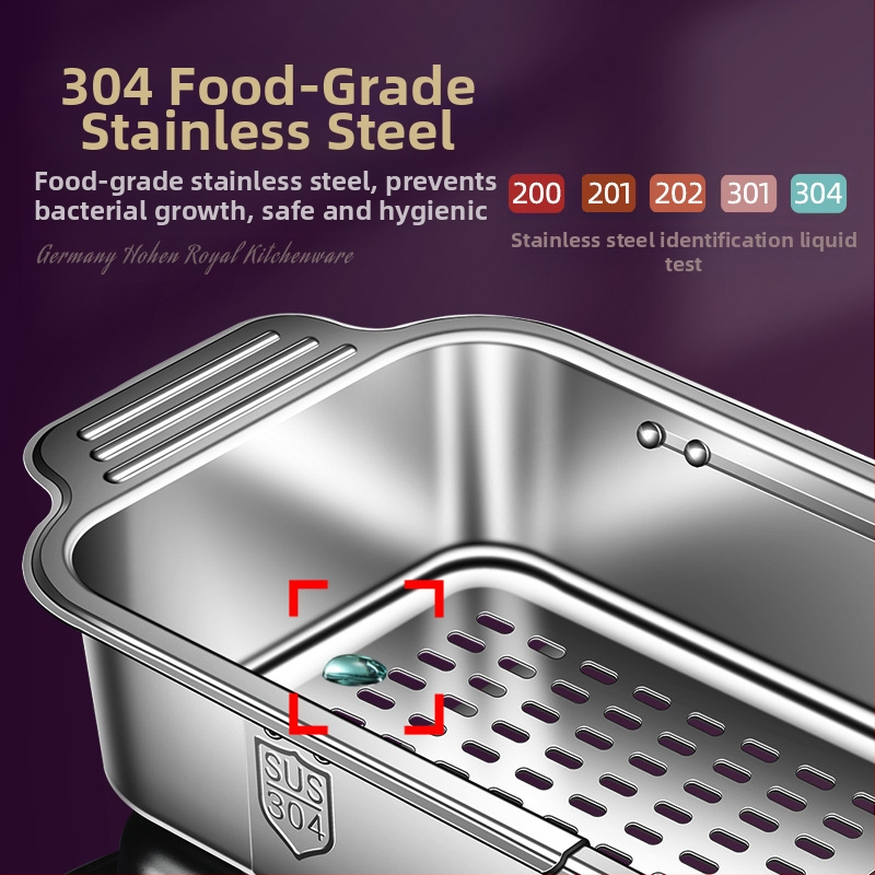 304 nerūdijančio plieno virtuvės ištraukiama indų plovimo didelė išleidimo lentynėlė daugiafunkcinė stačiakampė kriauklės filtro lentynėlė