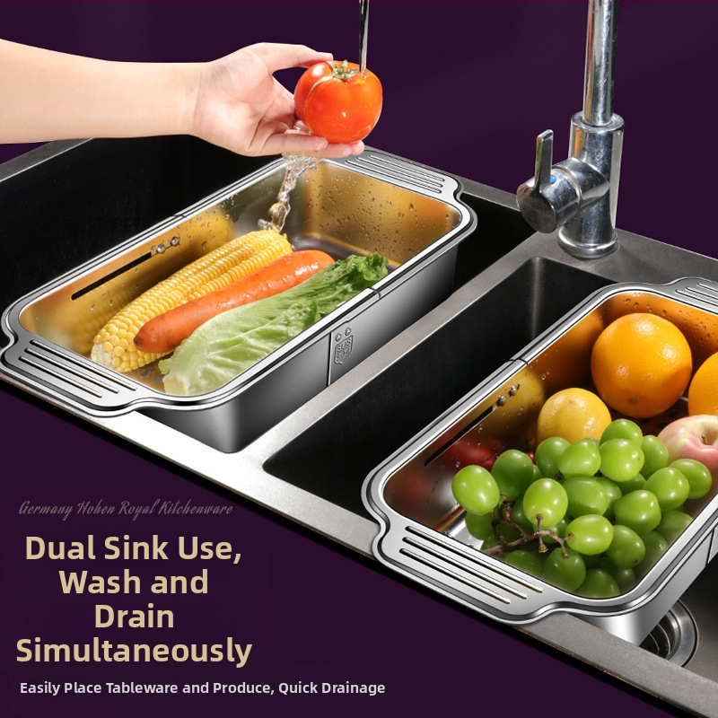 304 nerūdijančio plieno virtuvės ištraukiama indų plovimo didelė išleidimo lentynėlė daugiafunkcinė stačiakampė kriauklės filtro lentynėlė