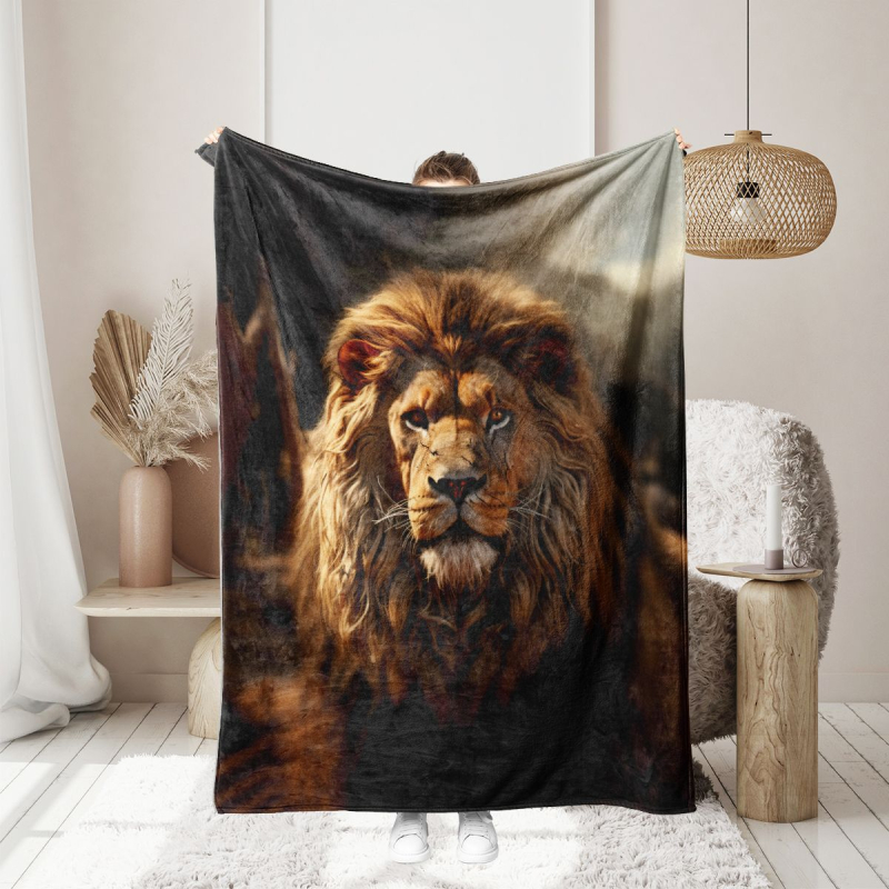 Одеяло Lion Flannel, удебелено топло одеяло за есен и зима, Amazon Nap Blanket Blanket, фабрика за директни продажби през граница