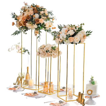 Σφυρήλατο Σιδερένιο Γεωμετρικό Κοίλο Βάζο Στολίδια Χρυσή Μέση Λουλούδια Γάμου Τραπέζι Γάμου Στολίδια Γάμου Δρόμος Λουλουδάτη Ράφια